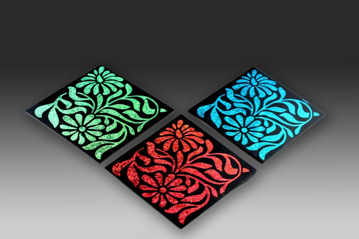 Etched dichroic glass