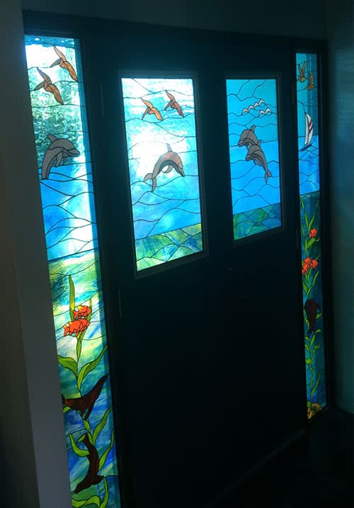 Detail of a stained glass piece